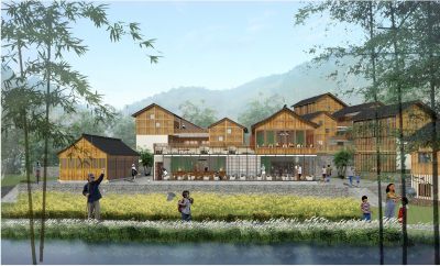 美丽乡村民宿庭院建筑sketchup模型下载